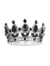 Dekoracja na tort Korona srebrna z czarnymi kryształkami 10 cm