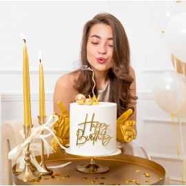 Dekoracja na tort Korona złota ze srebrnymi kryształkami 3 cm