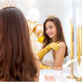 Dekoracja na tort Korona złota ze srebrnymi kryształkami 10 cm