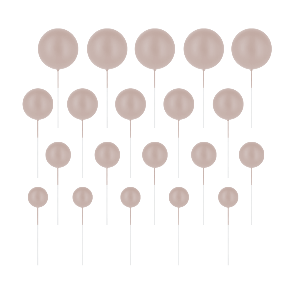 Toppery na tort kulki beżowe matowe 20sztuk zestaw