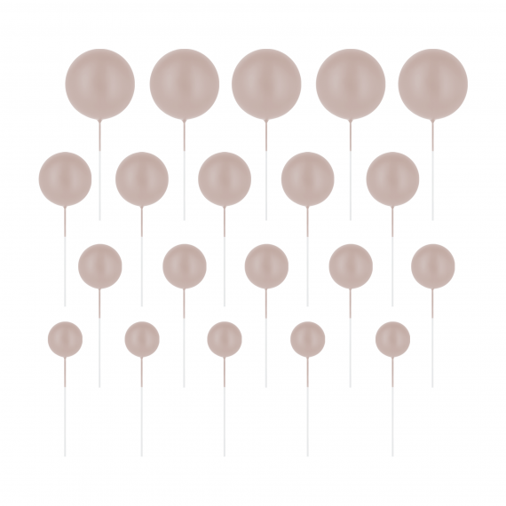 Toppery na tort kulki beżowe matowe 20sztuk zestaw