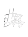 Topper na bok tortu Happy Birthday srebrny lustrzany