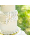 Topper na bok tortu Happy Birthday srebrny lustrzany