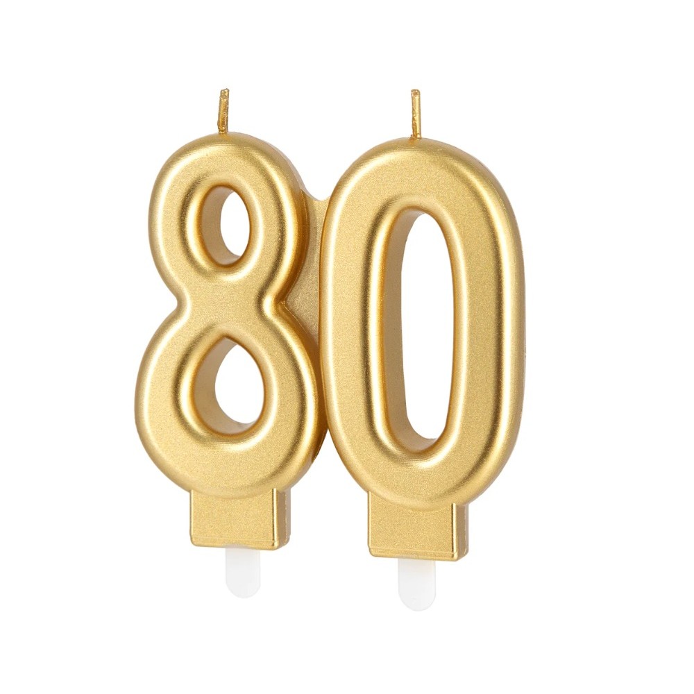 Świeczka złota cyfra 80