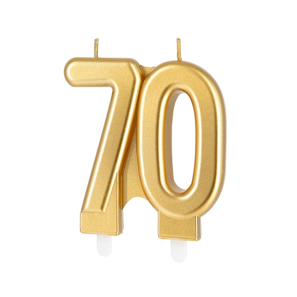Świeczka złota cyfra 70