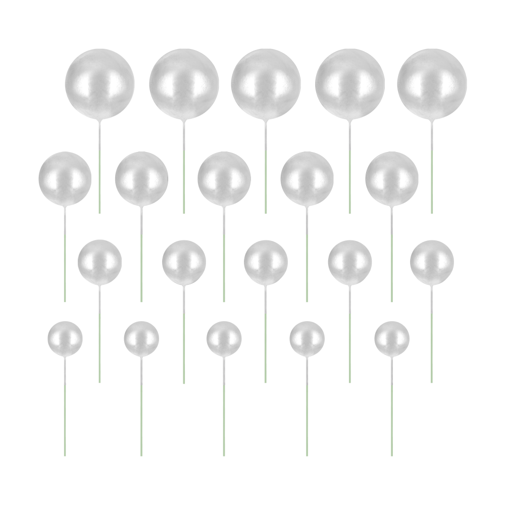 Toppery na tort kulki srebrne 20sztuk zestaw