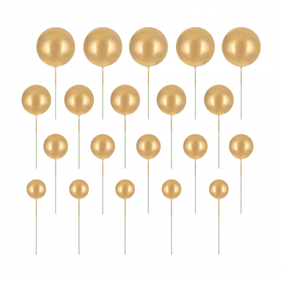 Toppery na tort kulki złote 20sztuk zestaw