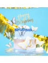 Topper na tort Happy Birthday lustrzany złoty