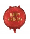 Balon foliowy pastylka Happy Birthday, 35x35 cm, ciemny czerwony