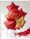 Balon foliowy pastylka Happy Birthday, 35x35 cm, ciemny czerwony