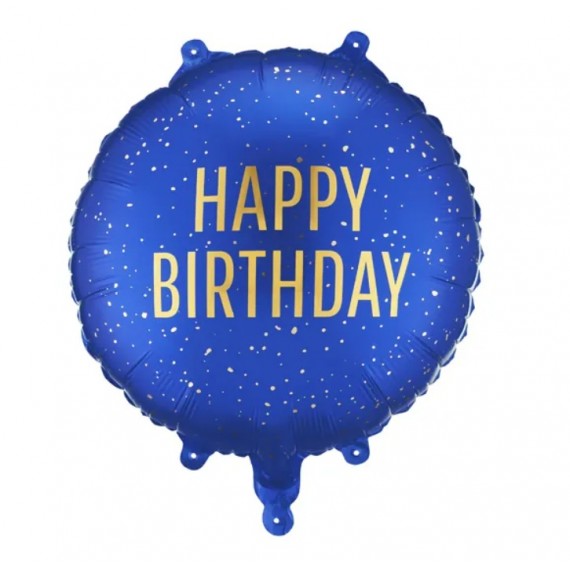 Balon foliowy pastylka Happy Birthday, 35x35 cm, granat