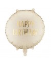 Balon foliowy pastylka Happy Birthday, 35x35 cm, kremowy