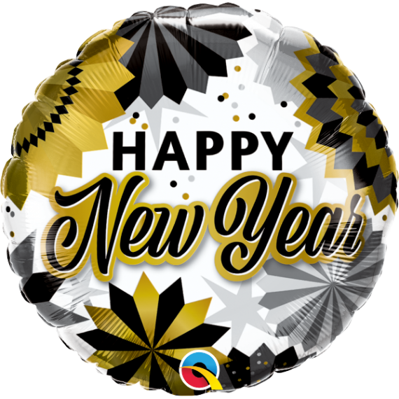 Balon foliowy Happy New Year rozety