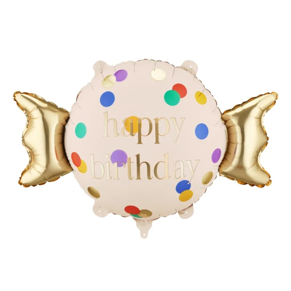Balon foliowy Cukierek Happy Birthday, 61x37 cm