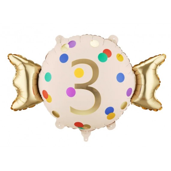 Balon foliowy Cukierek ''3'', 61x37 cm