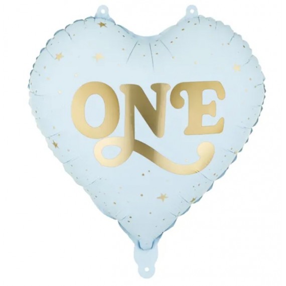 Balon foliowy Serce ''One'', 45 cm, jasny niebieski