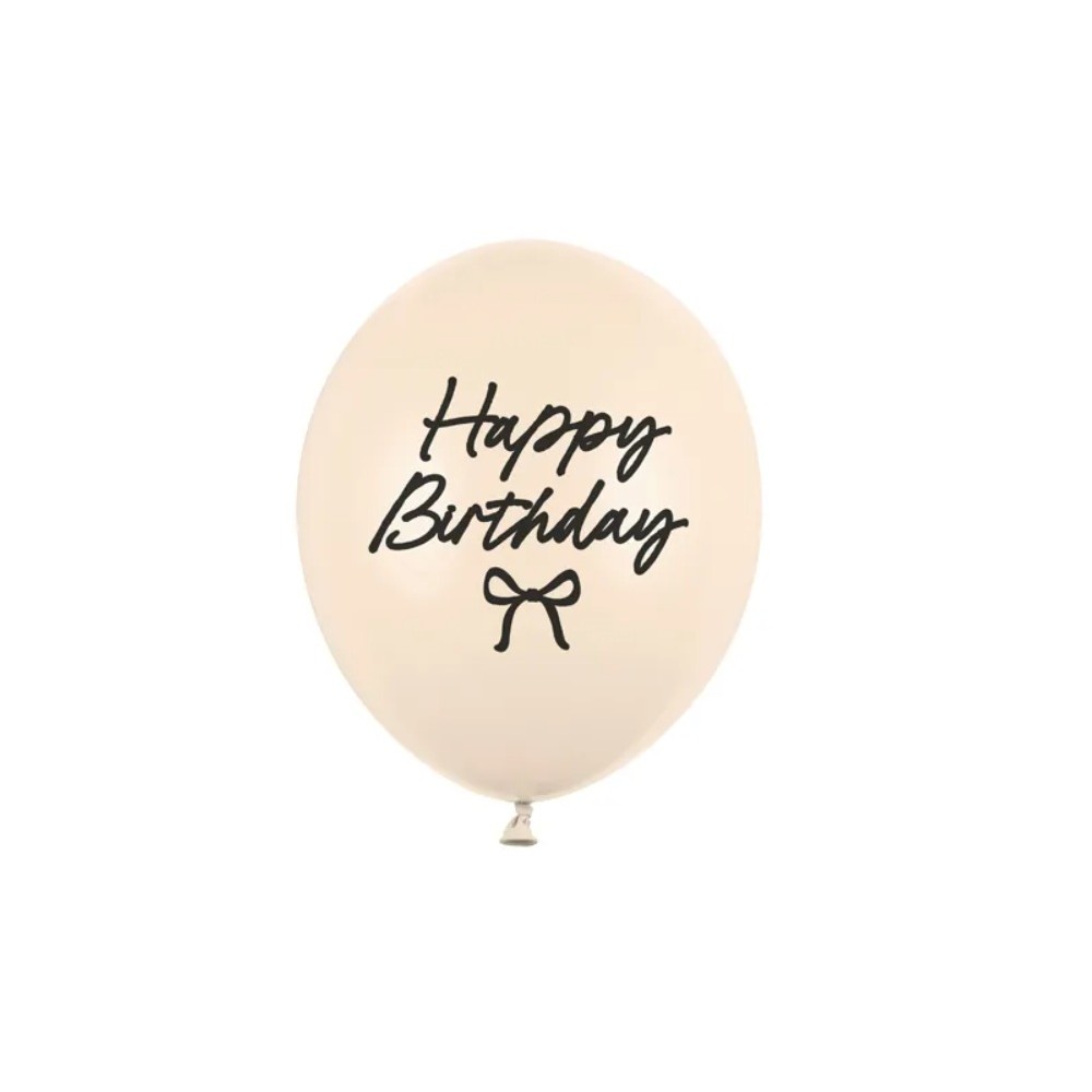 Balony Happy Birthday Kokardki, 30 cm, Pastel Nude