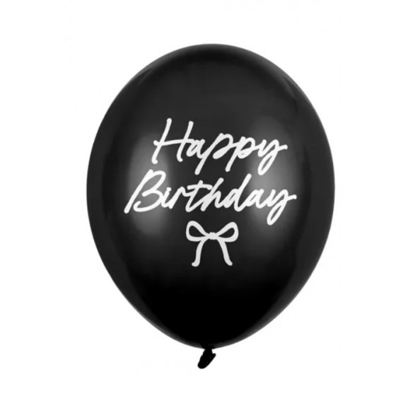 Balony Happy Birthday Kokardki, 30 cm, Pastel Black
