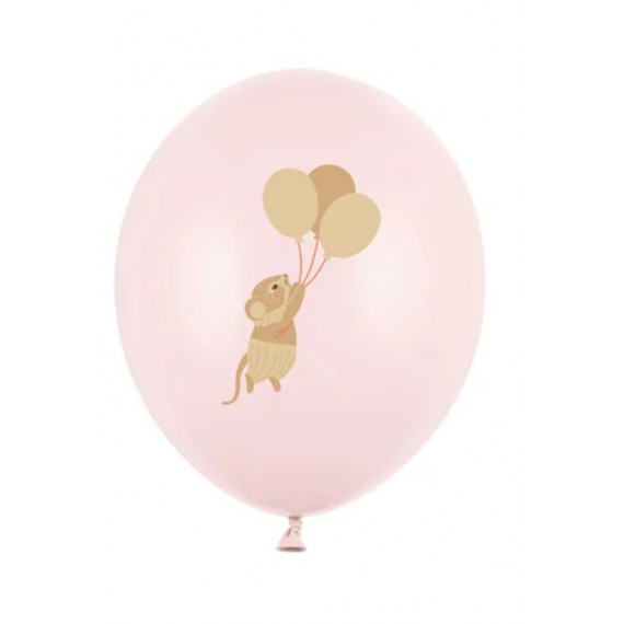 Balon lateksowy 30 cm, Myszki, Pale Pink