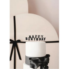 Świeczki urodzinowe Happy Birthday, 2.5 cm, czarny