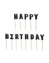 Świeczki urodzinowe Happy Birthday, 2.5 cm, czarny