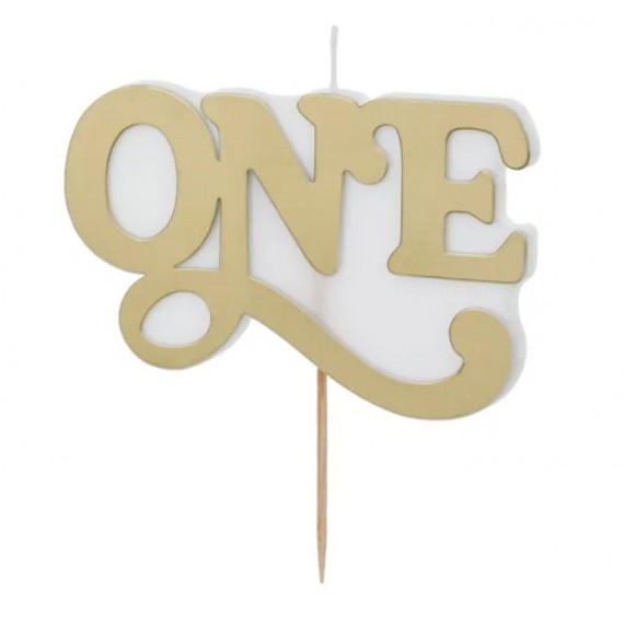 Świeczka urodzinowa ''ONE'', 3.8x6.5 cm, zimny złoty
