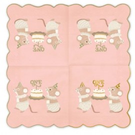 Serwetki One Myszki, 33x33 cm, różowy