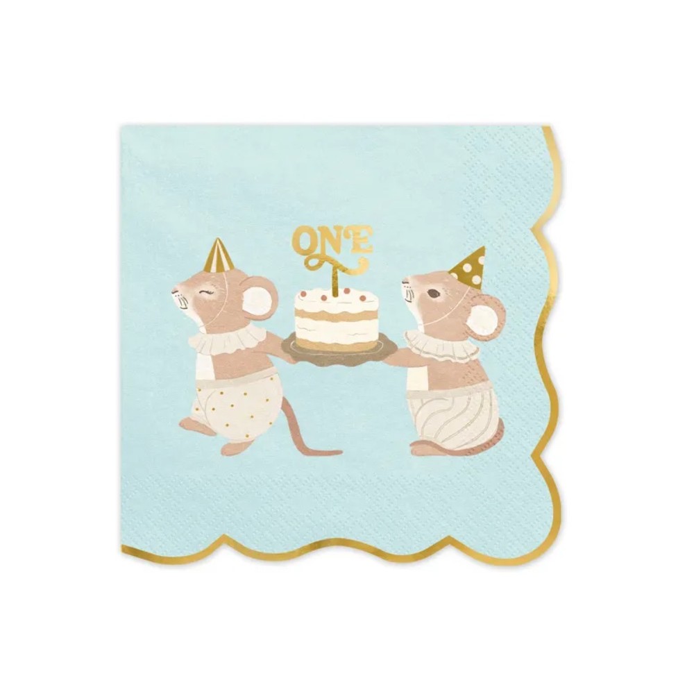 Serwetki One Myszki, 33x33 cm, niebieski