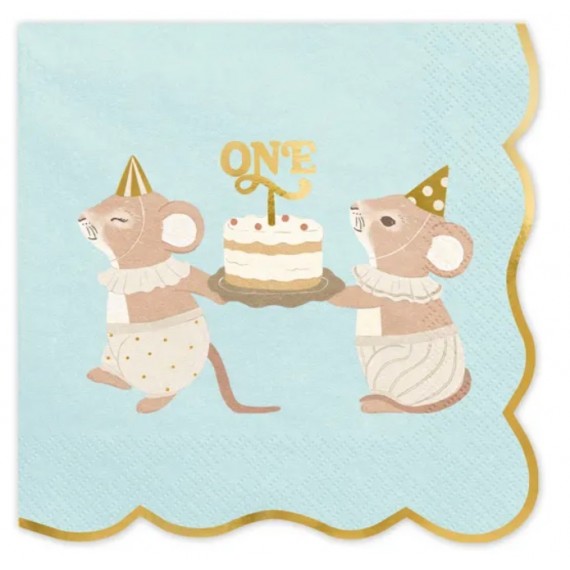 Serwetki One Myszki, 33x33 cm, niebieski