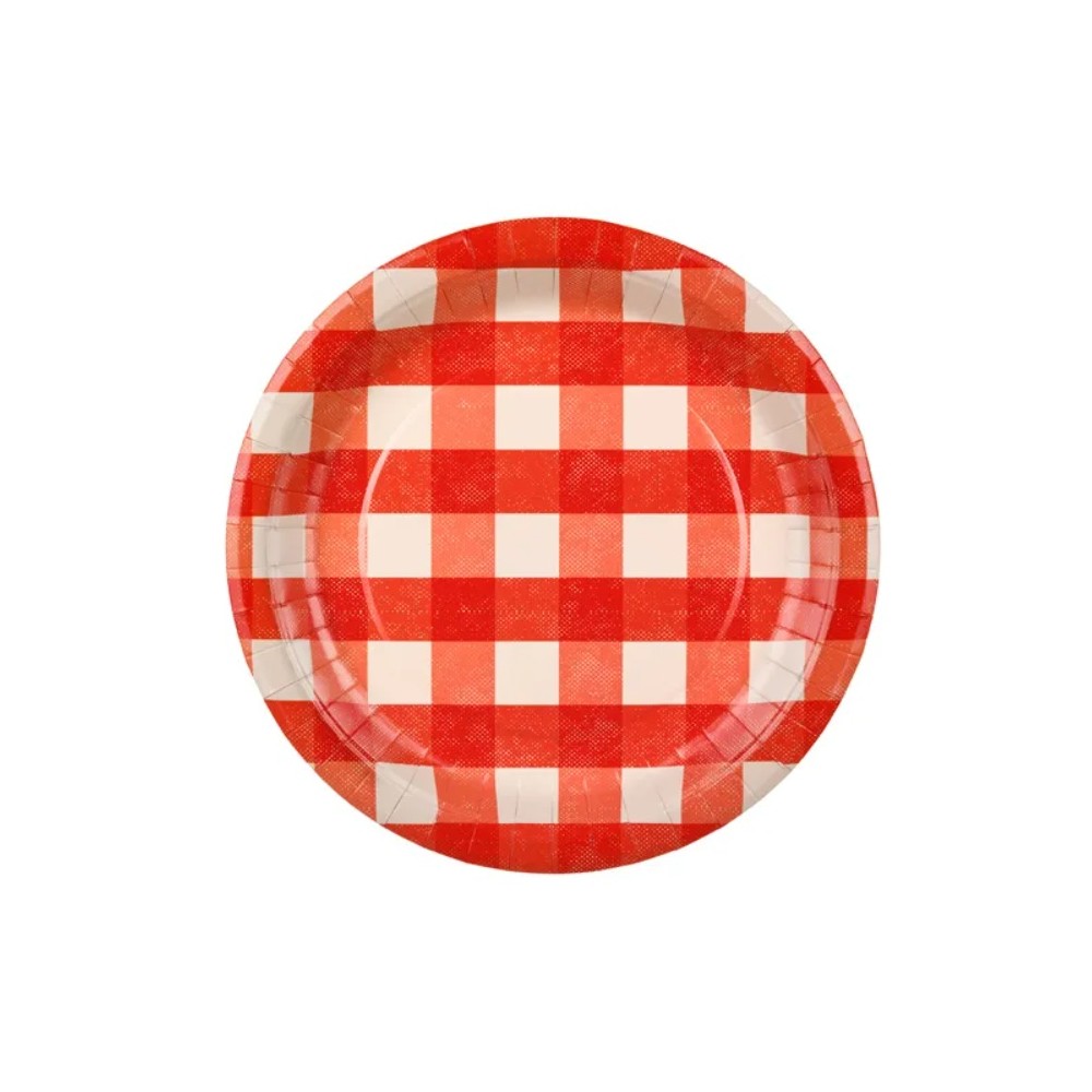 Talerzyki papierowe w kratę, mix, 27 cm