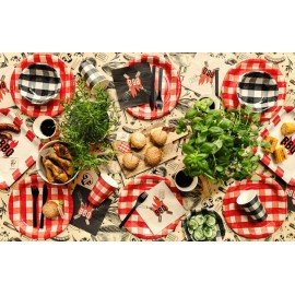 Talerzyki papierowe w kratę, mix, 27 cm