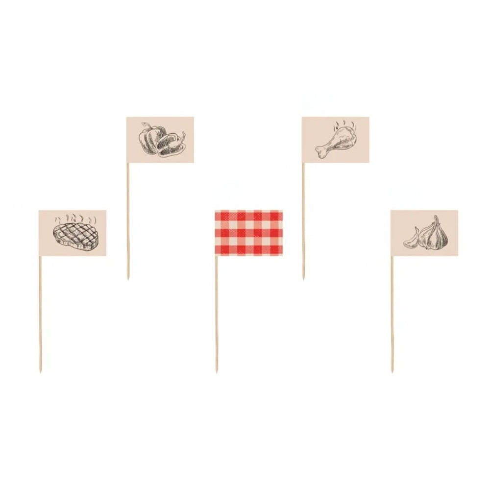 Ozdobne pikery na grilla, 15cm, mix