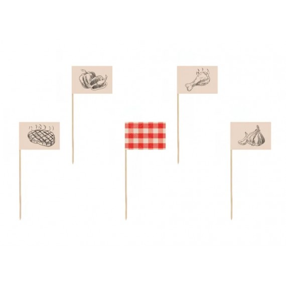 Ozdobne pikery na grilla, 15cm, mix