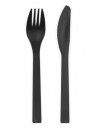 Sztućce plastikowe, 18-18.5 cm, czarny