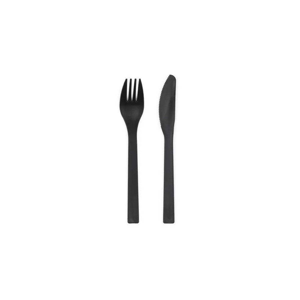 Sztućce plastikowe, 18-18.5 cm, czarny