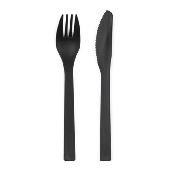 Sztućce plastikowe, 18-18.5 cm, czarny