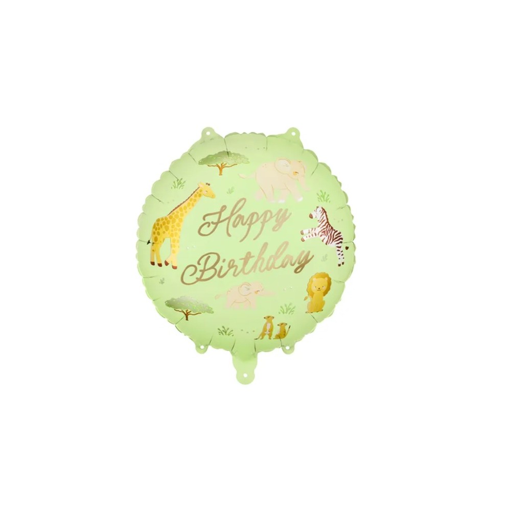 Balon foliowy pastylka ''Happy Birthday'' Safari, 35x35 cm