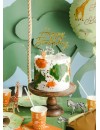 Topper akrylowy na tort Happy Birthday, 18x16.5 cm, złoty