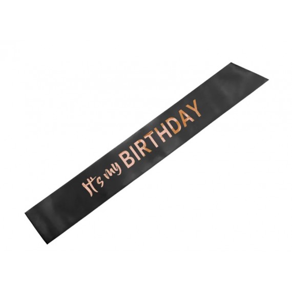 Szarfa ''It’s my birthday'', 79x9.4, czarny