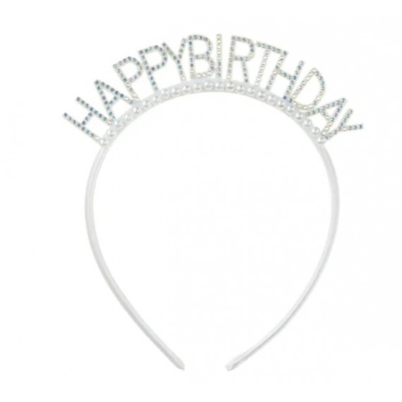 Opaska Happy Birthday 14x15.5 cm, srebrny