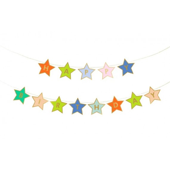 Baner papierowy Happy Birthday, mix, 260x16.5 cm