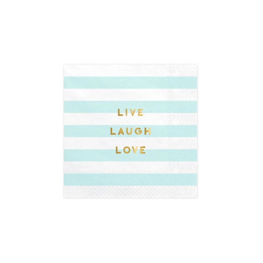 Serwetki Yummy - Live Laugh Love, jasny niebieski, 33x33cm