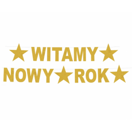 Girlanda brokatowa "Witamy nowy rok", złota, 390x22 cm