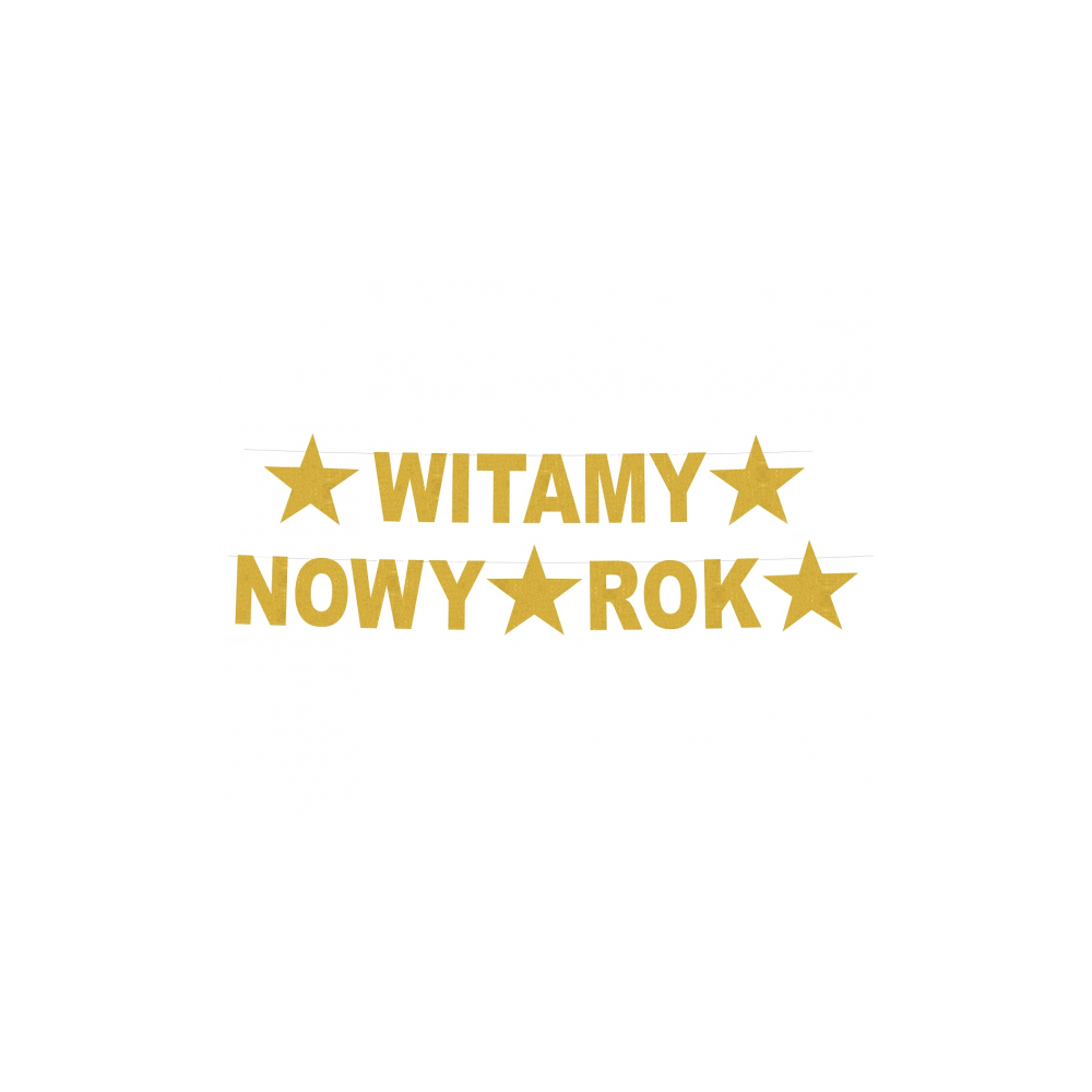 Girlanda brokatowa "Witamy nowy rok", złota, 390x22 cm