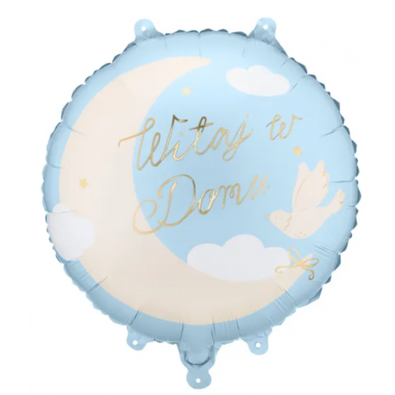 Balon foliowy okrągły ''Witaj w Domu'', jasnoniebieski 18''