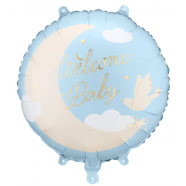 Balon foliowy okrągły ''Welcome Baby'', jasnoniebieski 18''
