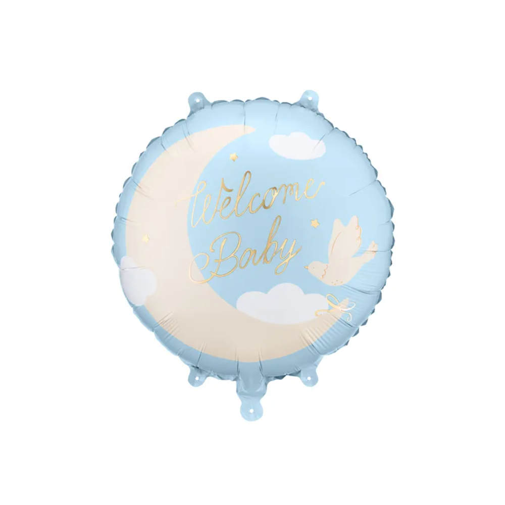 Balon foliowy okrągły ''Welcome Baby'', jasnoniebieski 18''