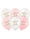 Balon lateksowy 30 cm, Welcome Baby, mix różowy