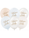Balon lateksowy 30 cm, Welcome Baby, mix niebieski