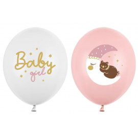 Balon lateksowy 30 cm, Baby Girl, mix różowy